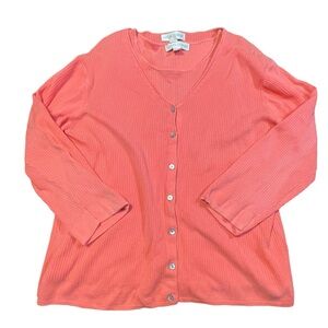 Casual Corner women’s size XL stretchy pink button down cardigan/tank top set